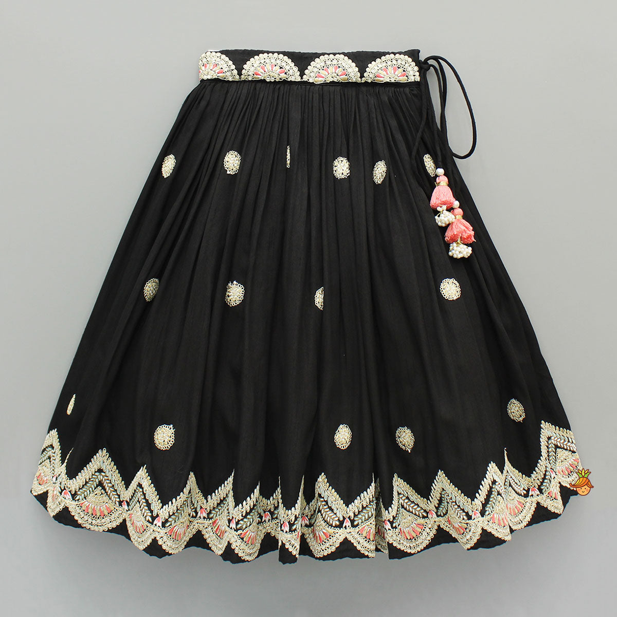 Black Embroidered Top And Lehenga With Dupatta