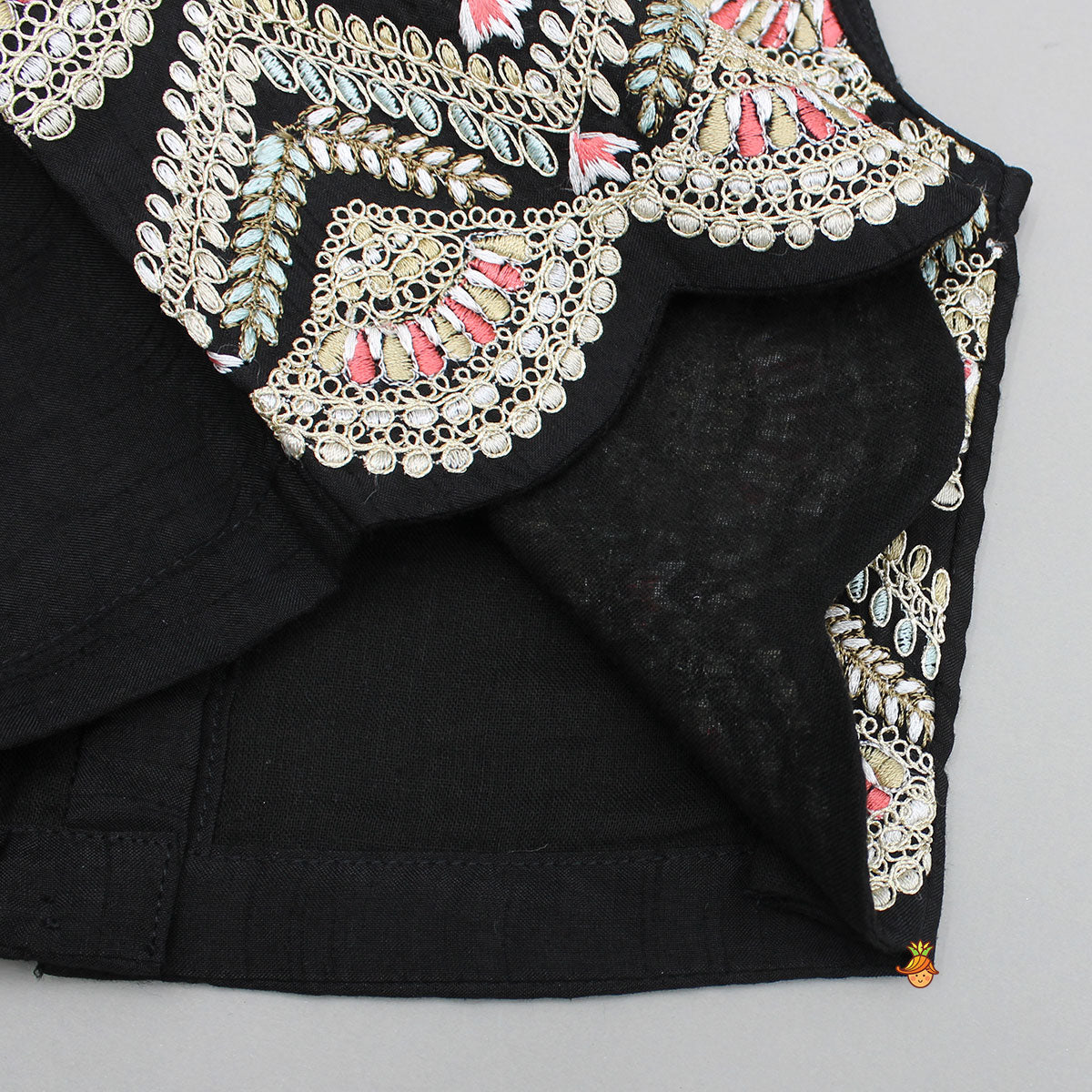 Black Embroidered Top And Lehenga With Dupatta