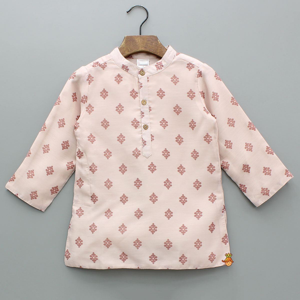 Printed Silk Kurta With Multicolor Printed Jacket And Pyjama