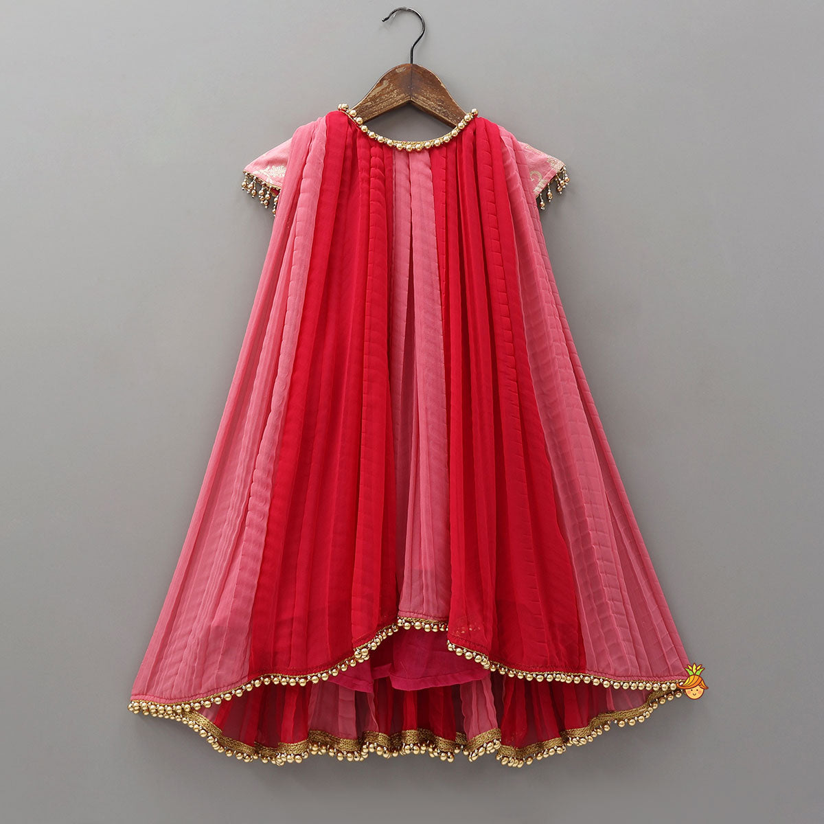 Dual Tone Embroidered Cap Sleeves High Low Kurti