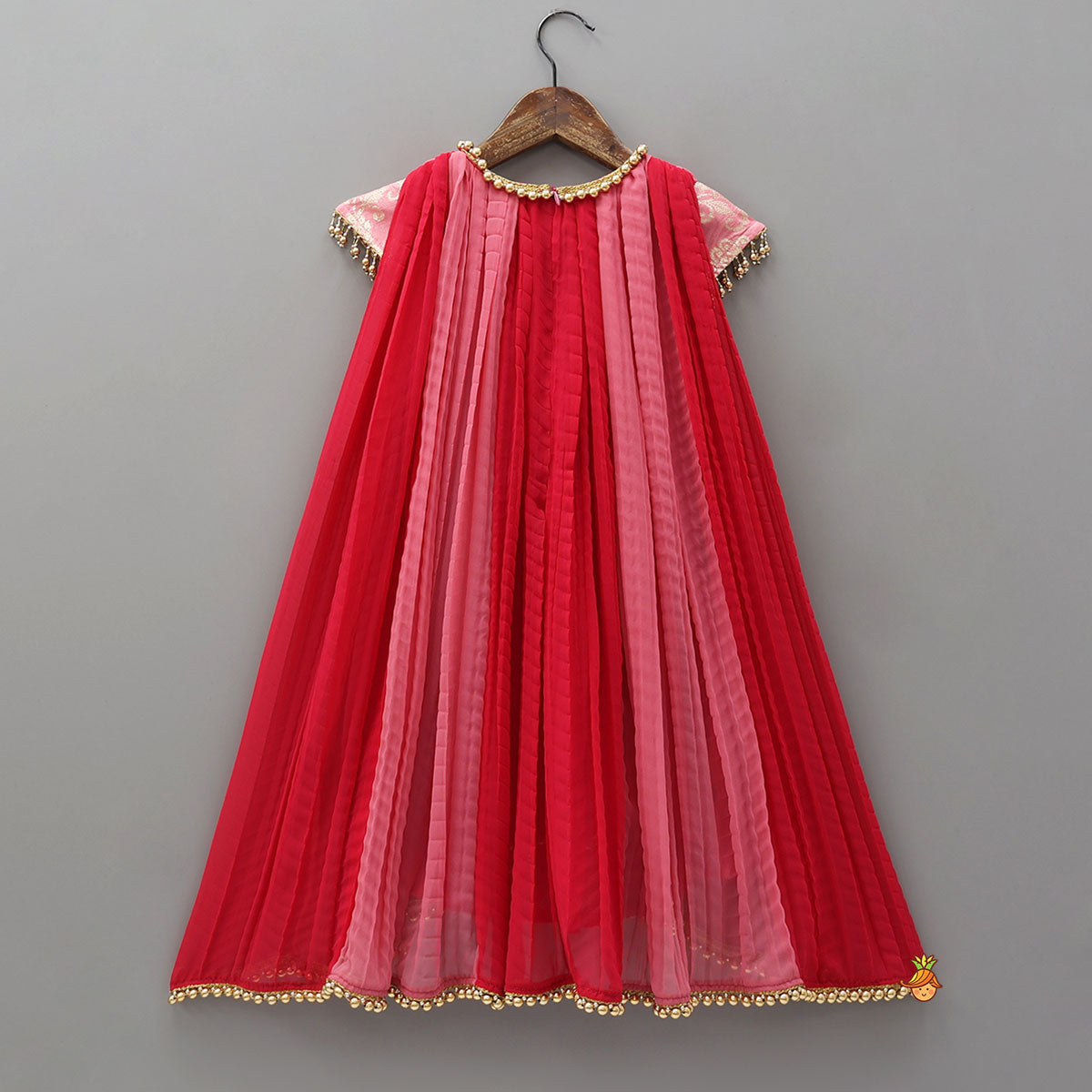 Dual Tone Embroidered Cap Sleeves High Low Kurti