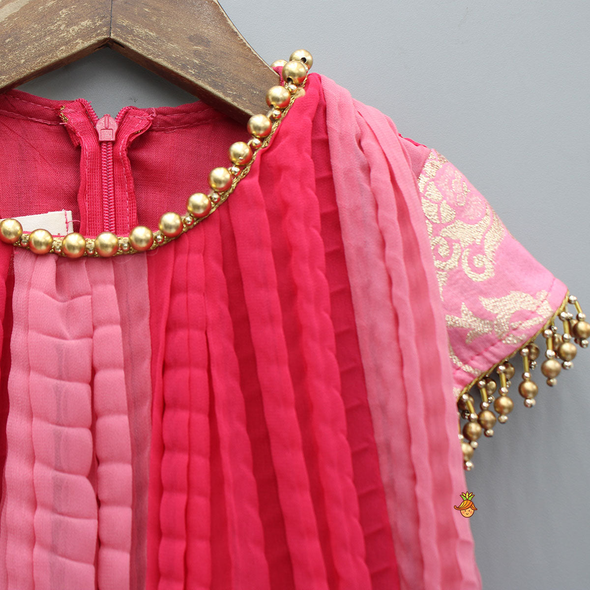 Dual Tone Embroidered Cap Sleeves High Low Kurti