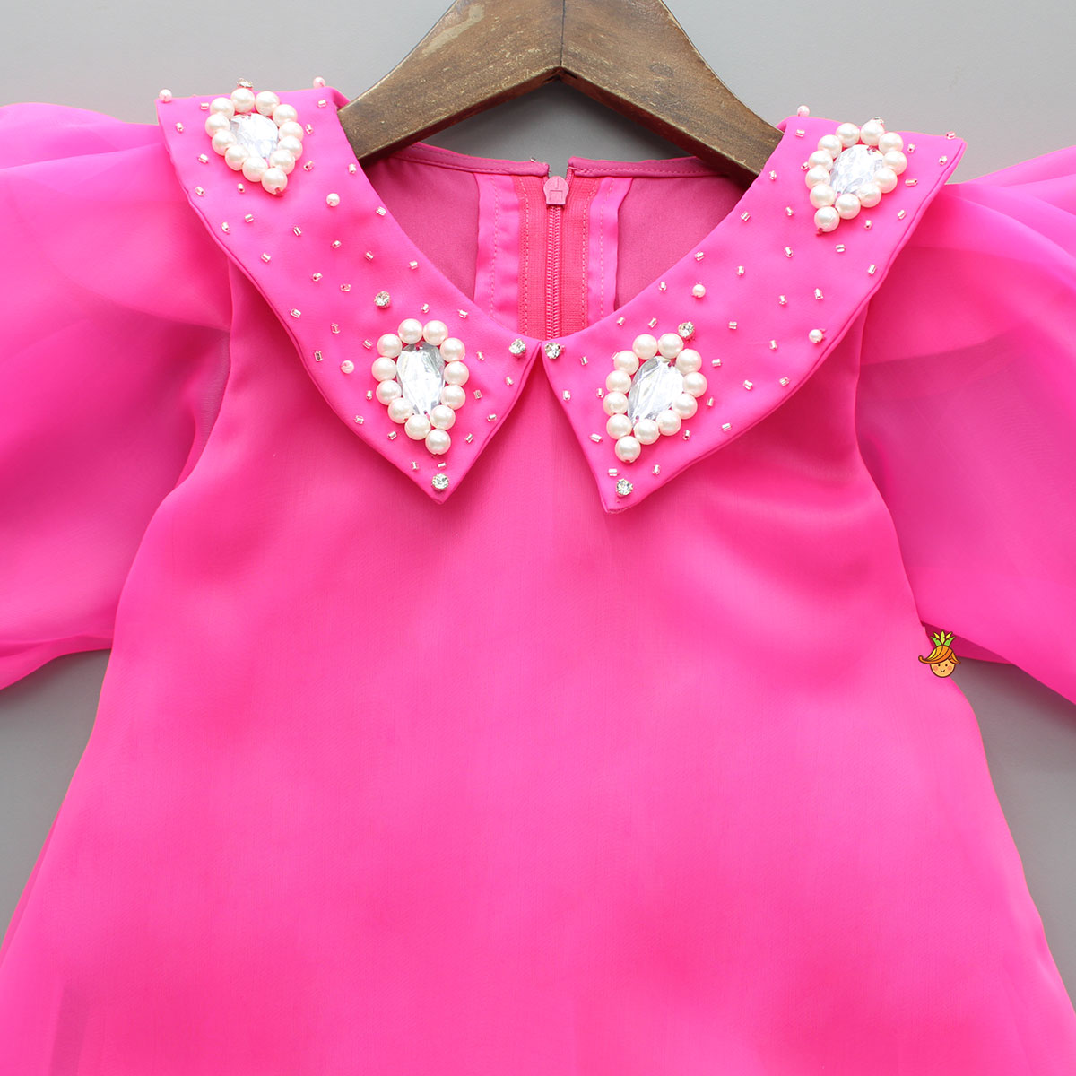 Pink Embellished Collar Elegant Dress