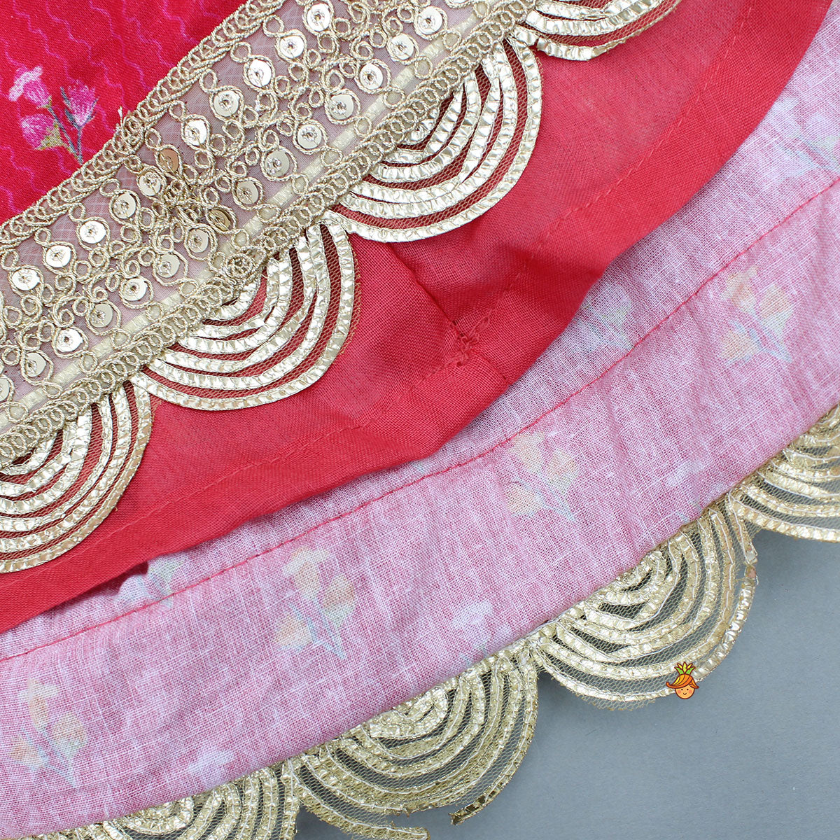 Pink Printed And Embellished Strappy Kurti With Embroidered Jacket