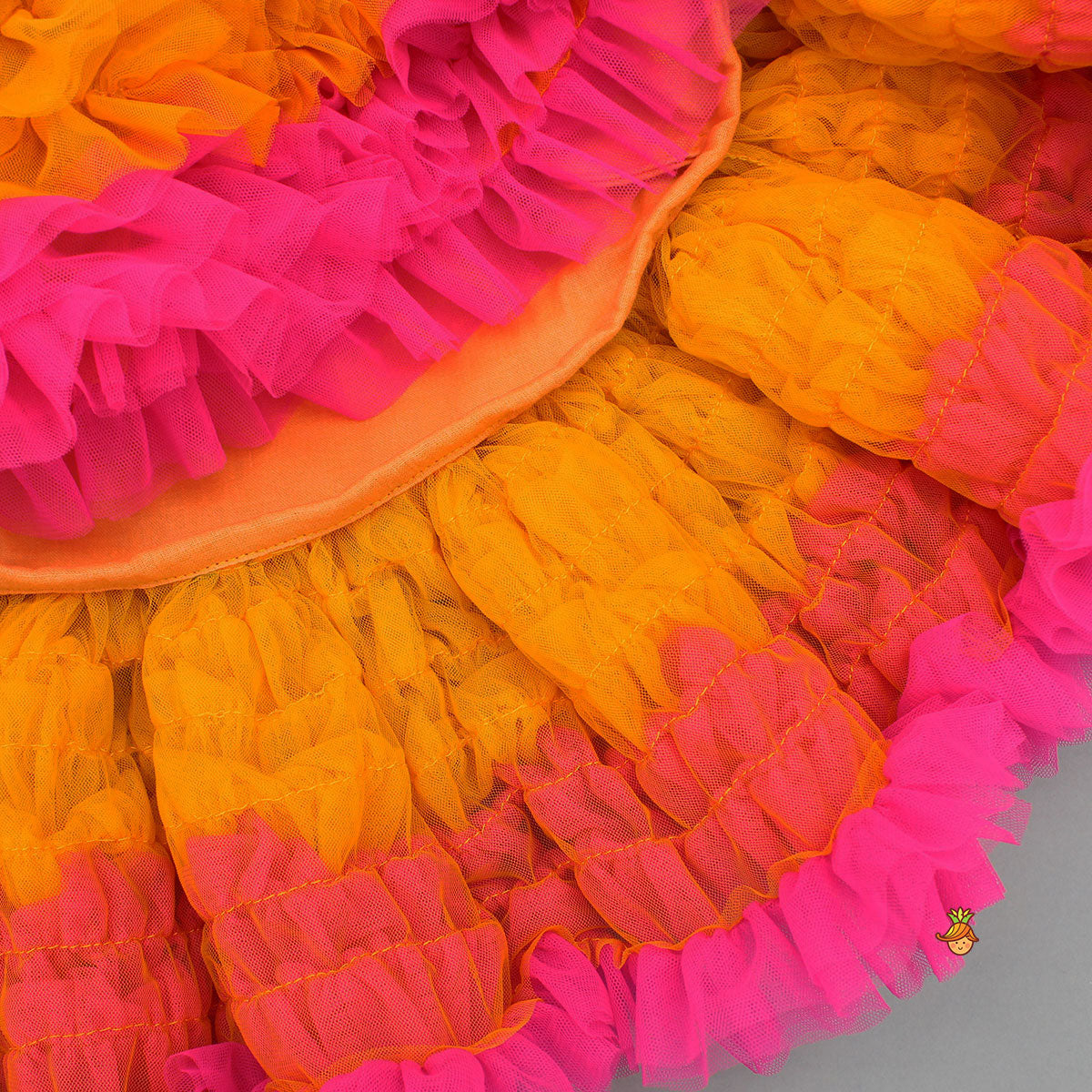 Orange Printed Ruffle Detailed Dress