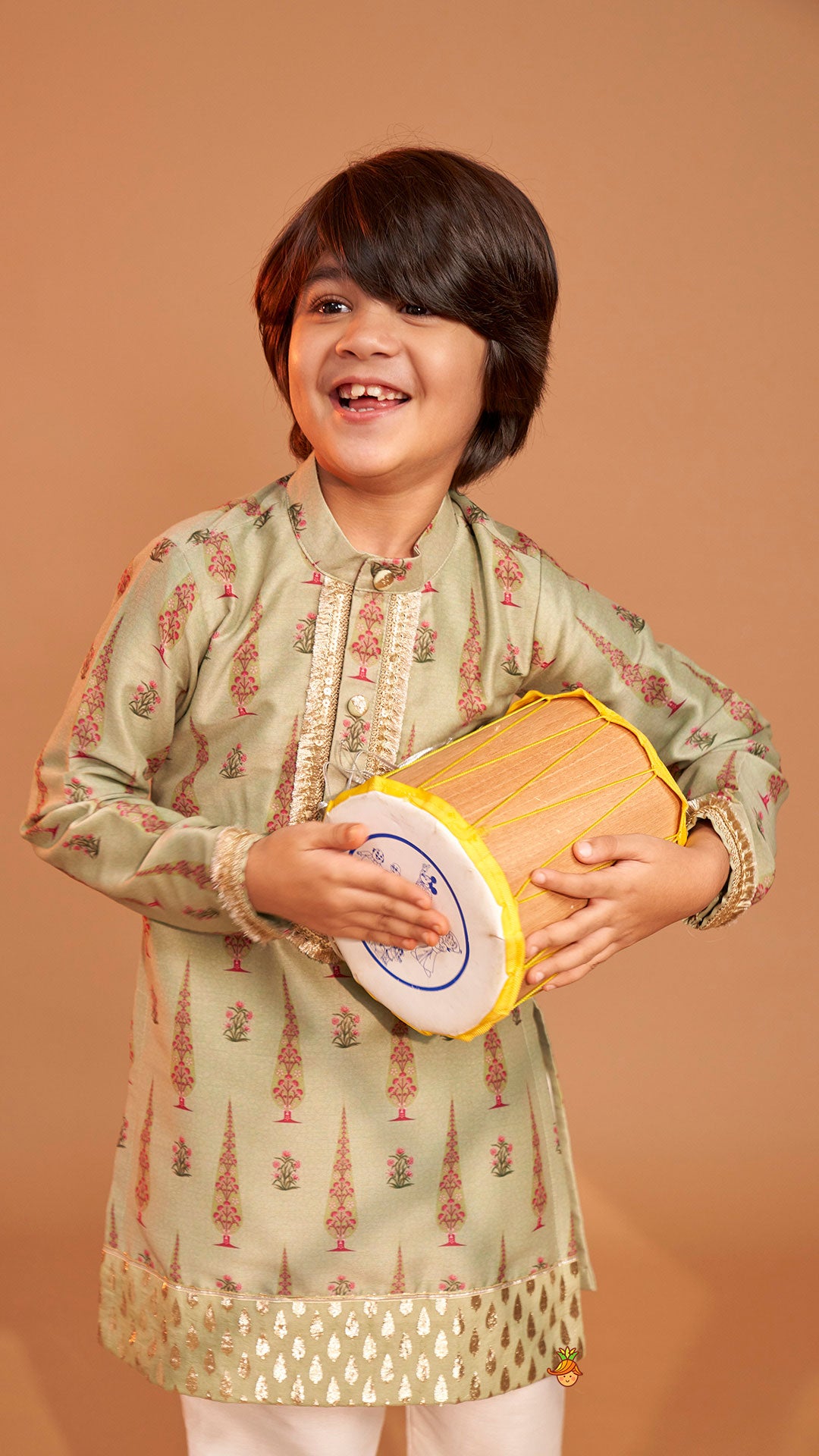 Green Printed Kurta And Pyjama
