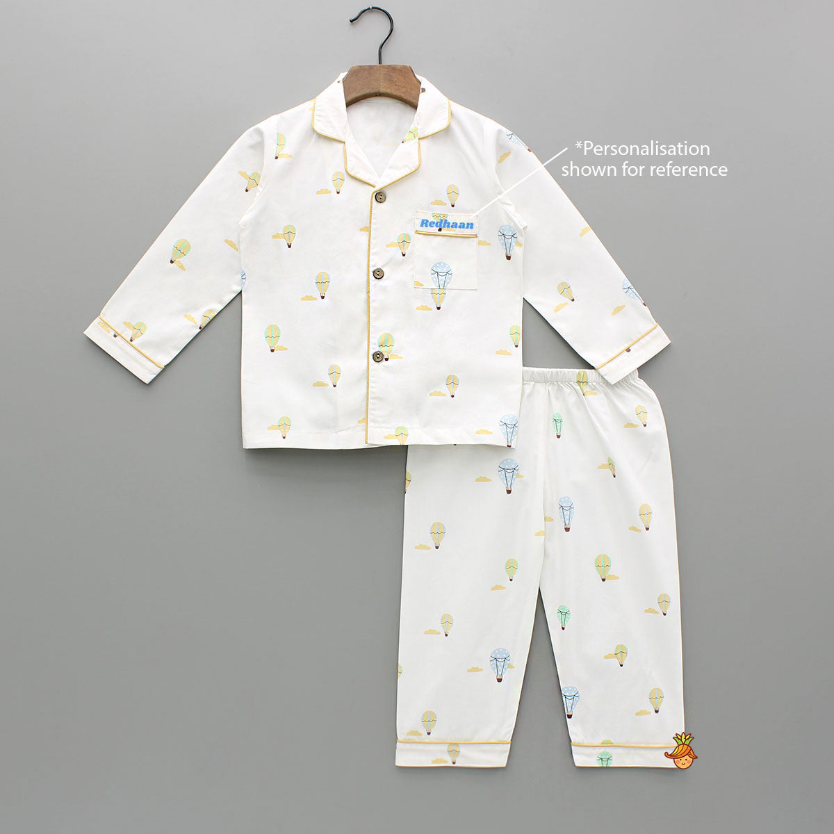 Multicoloured Parachute Printed Notch Collar Sleepwear