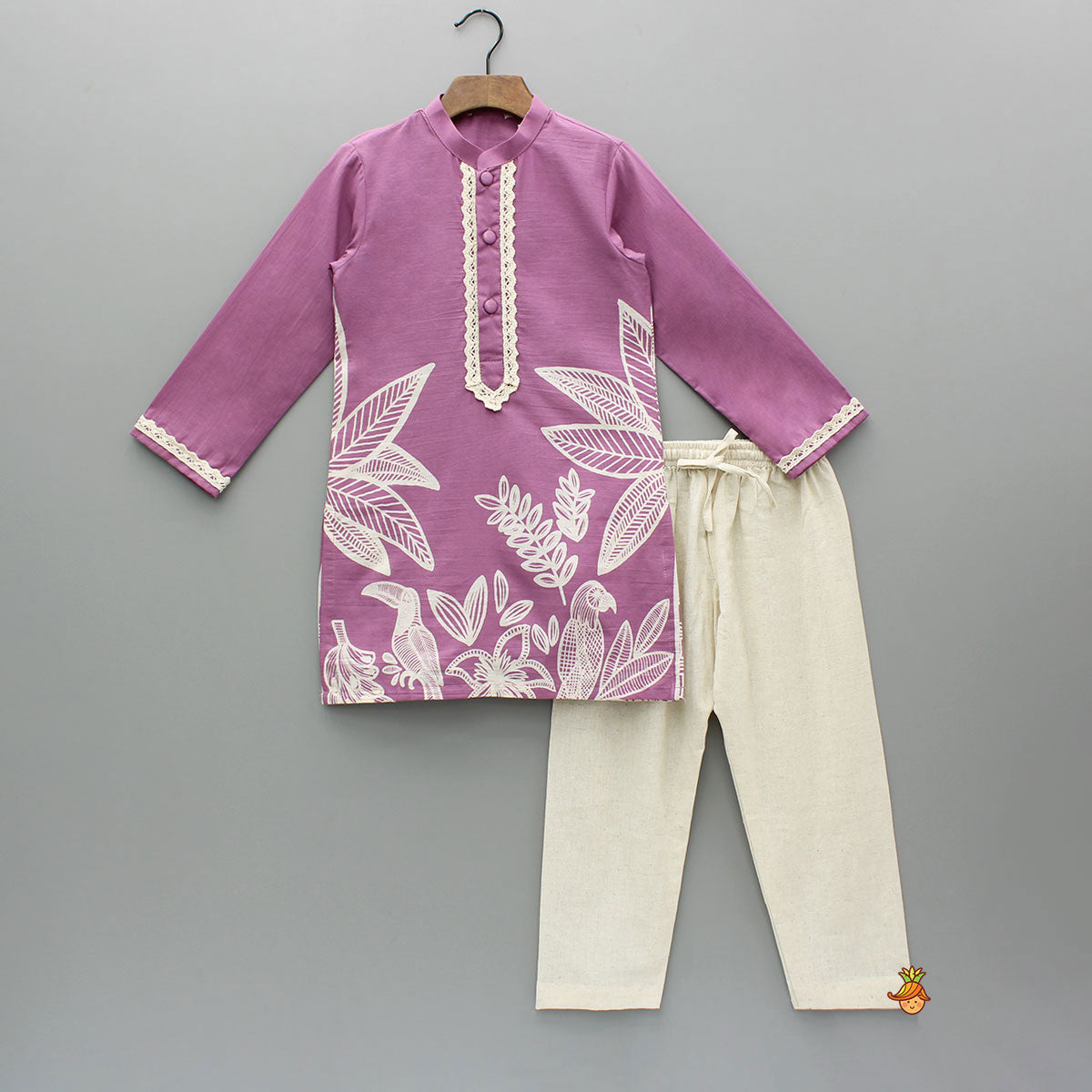 Purple Printed Kurta And Pyjama