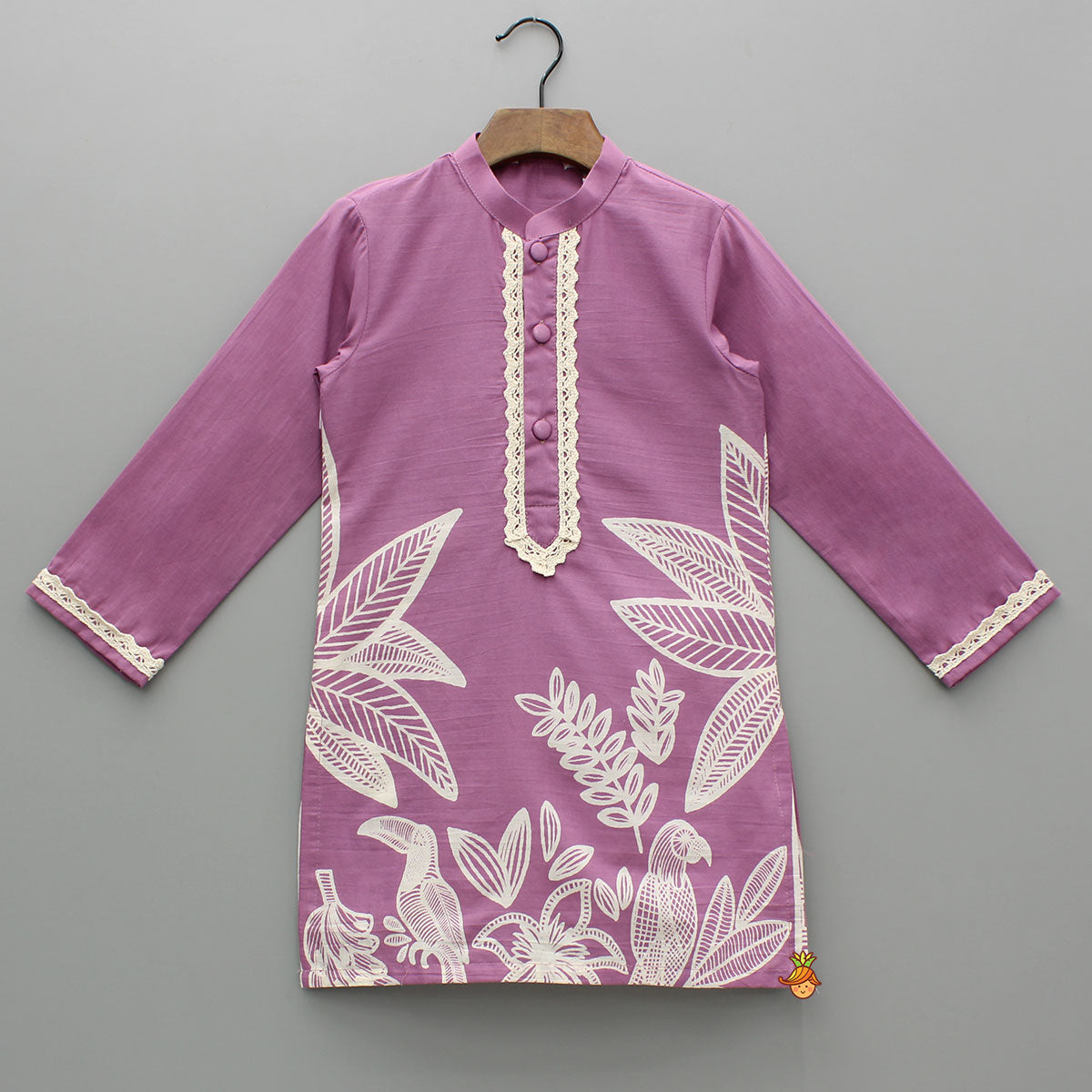 Purple Printed Kurta And Pyjama