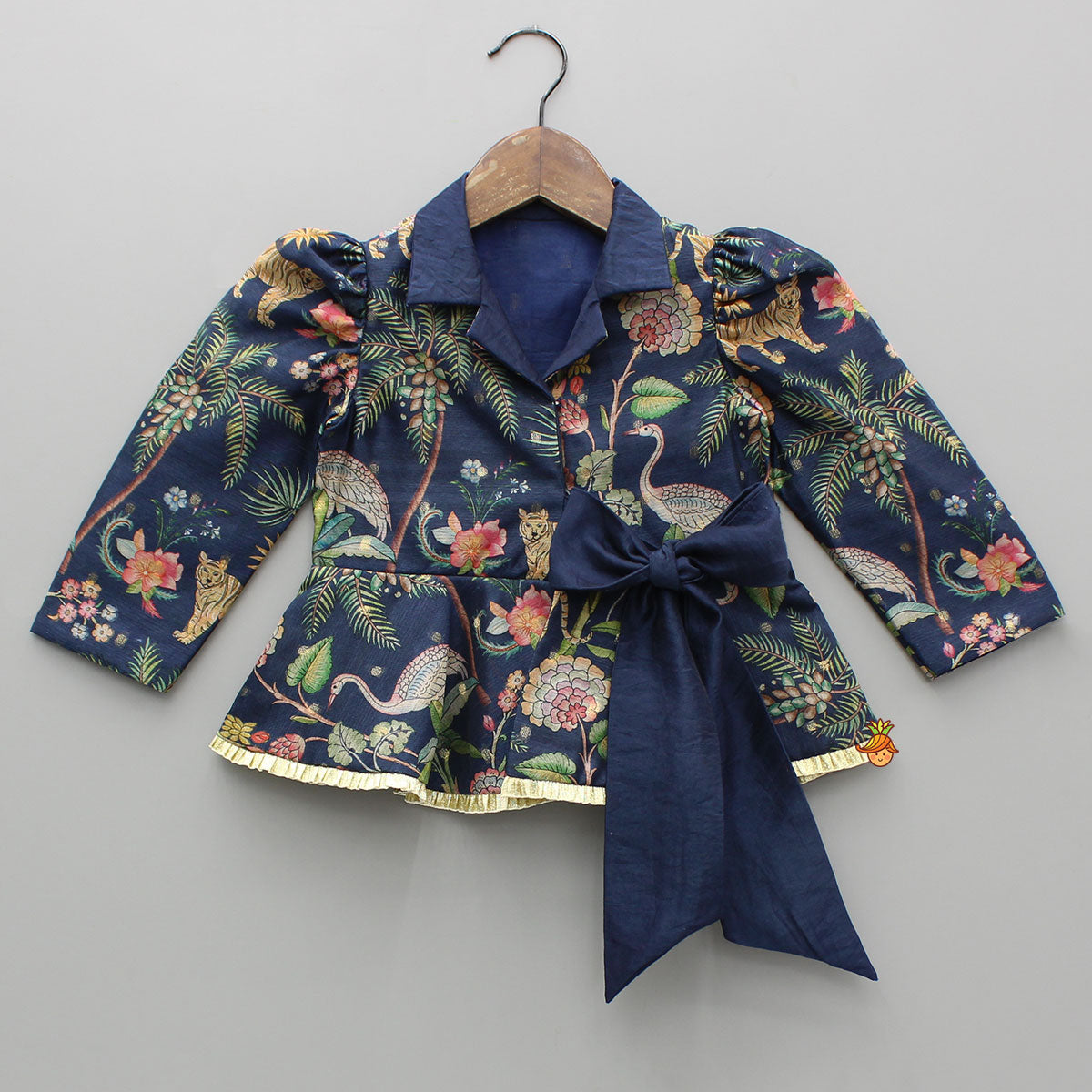 Multicolour Printed Jacket Style Peplum Top And Flared Palazzo