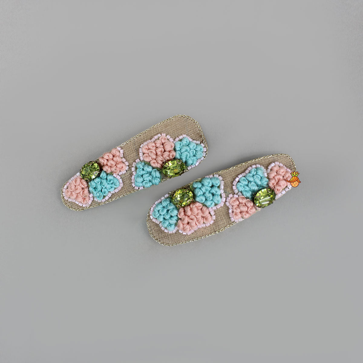 Beautiful Embroidered Hair Clips - Set Of 2