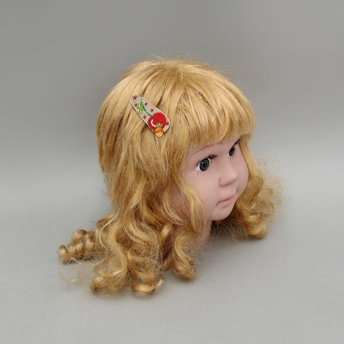 Hand Embroidered Cherry Hair Clips