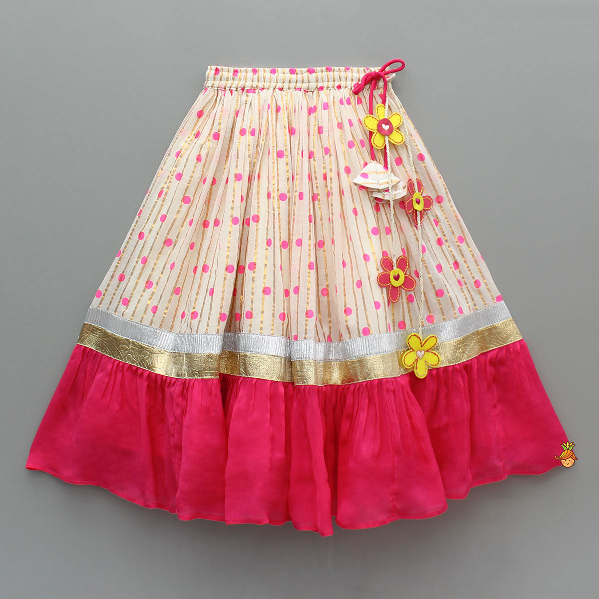 Pink Embroidered One Shoulder Top And Lehenga With Dupatta