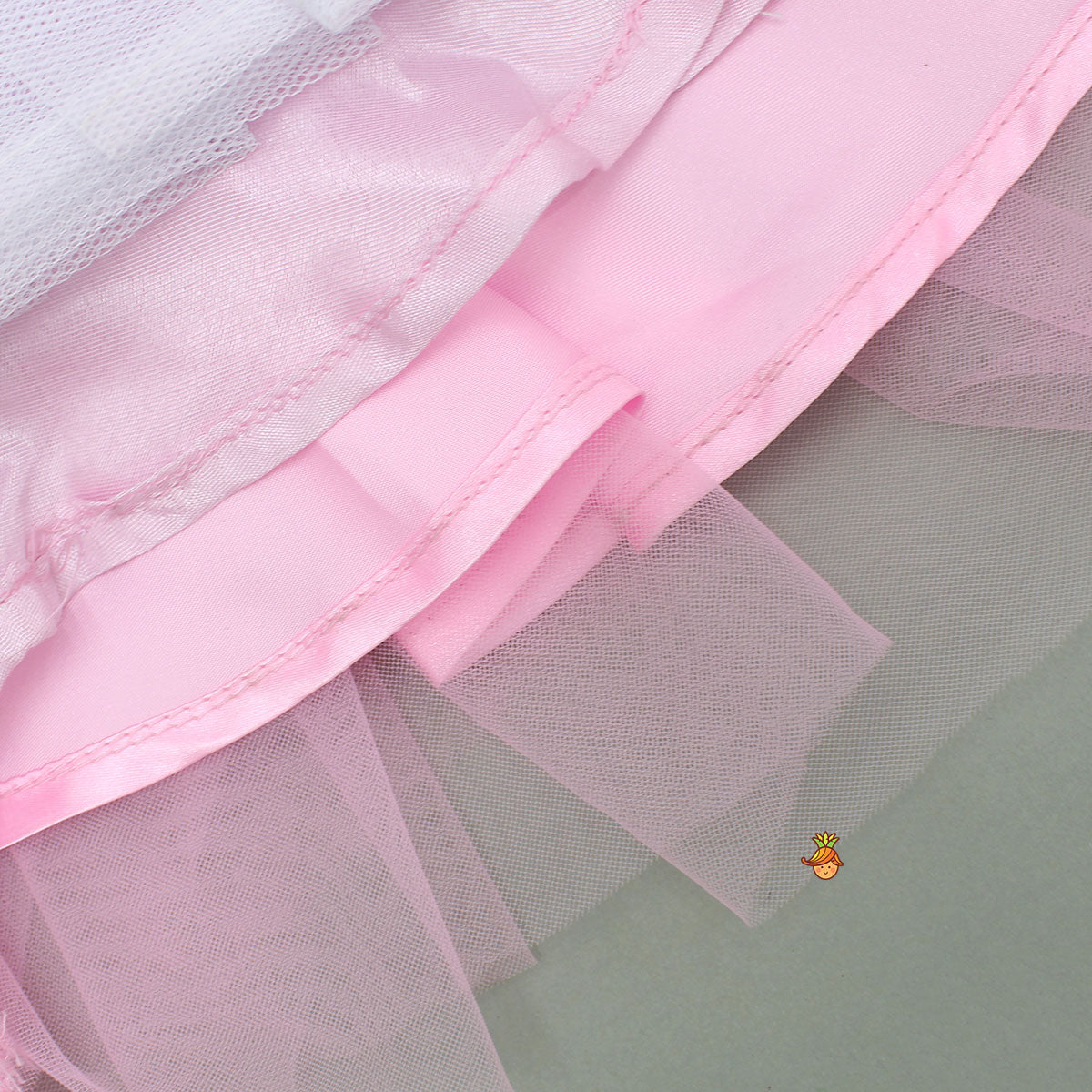 Pink Embellished Dress With Butterfly Wings And Swirled Bow Hairclip