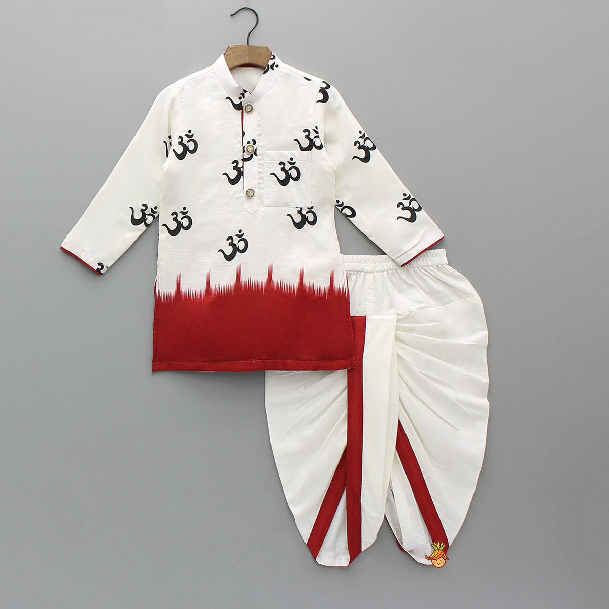 Dual Tone Printed Kurta And Dhoti