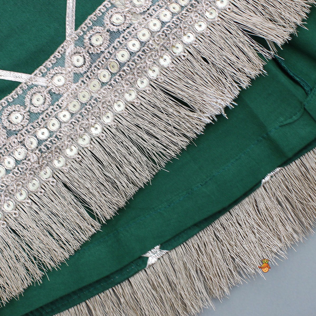 Green Stylish Overlap Halter Neck Gota Lace Detailed Top And Lehenga With Dupatta