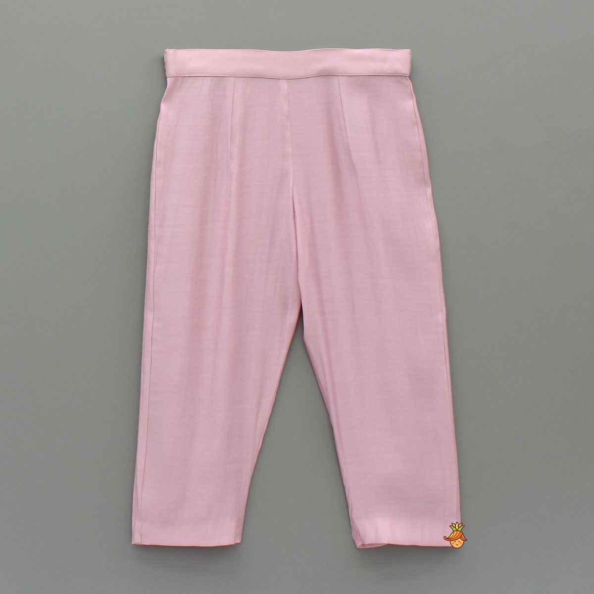 Pink Kurta With Embroidered Flower Applique And Pant