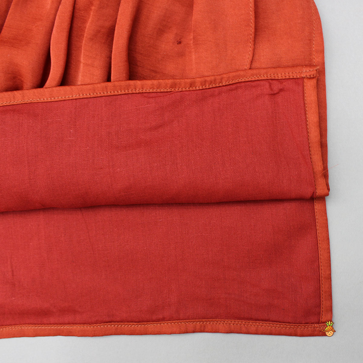 Rust Flap Kurta With Pleated Drape Detailing And Pant