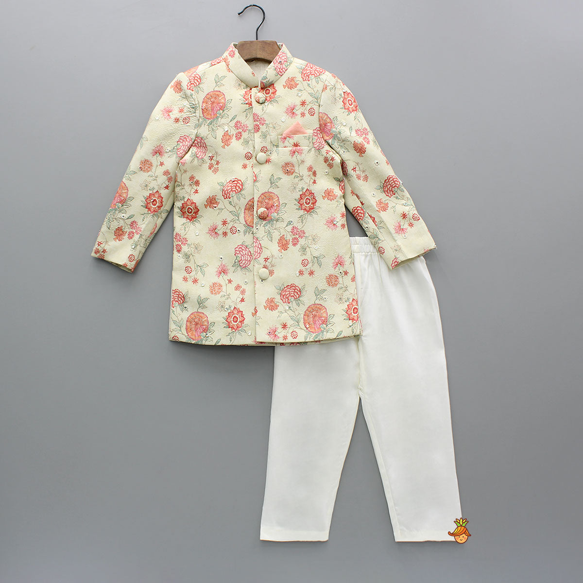 Floral Multicolour Printed Sherwani And Pyjama
