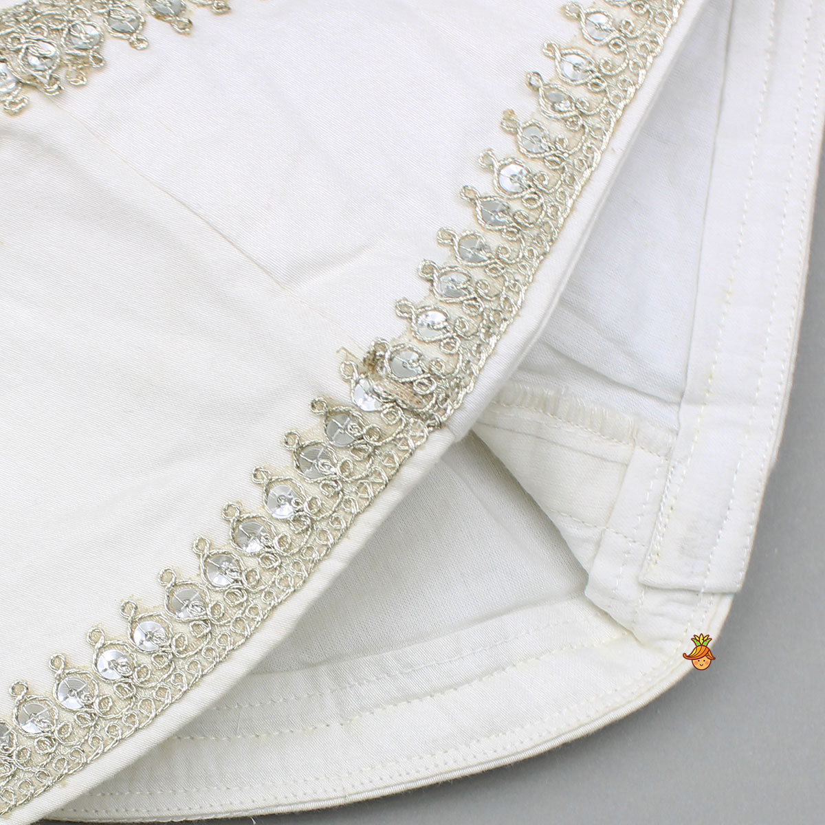 Off White Halter Neck Embellished Top And Lehenga With Dupatta