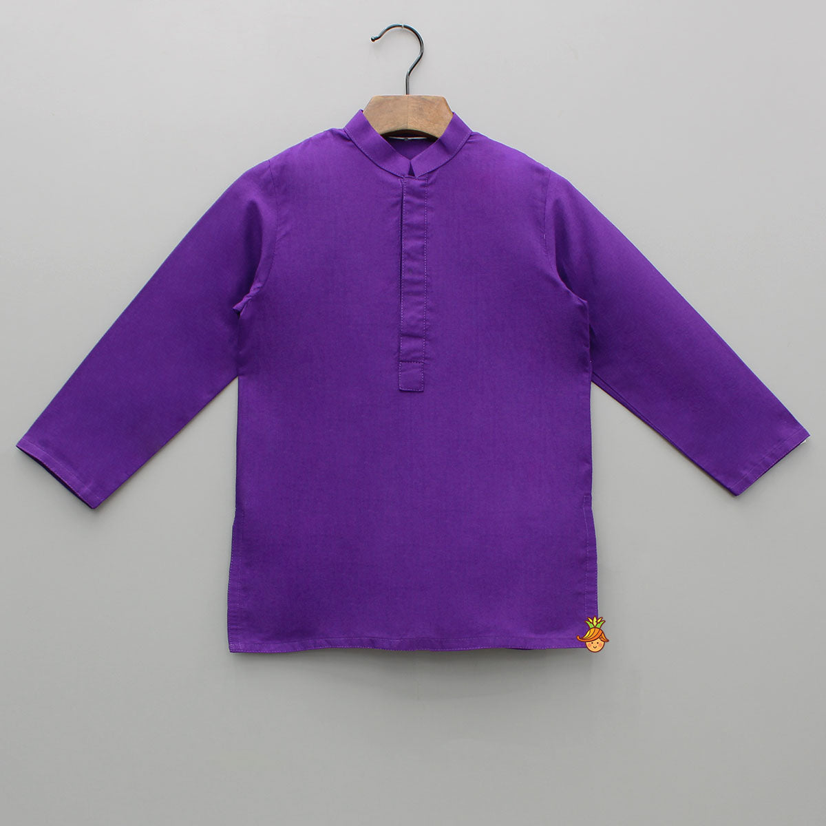Purple Kurta With Bird Embroidered Jacket And Pyjama