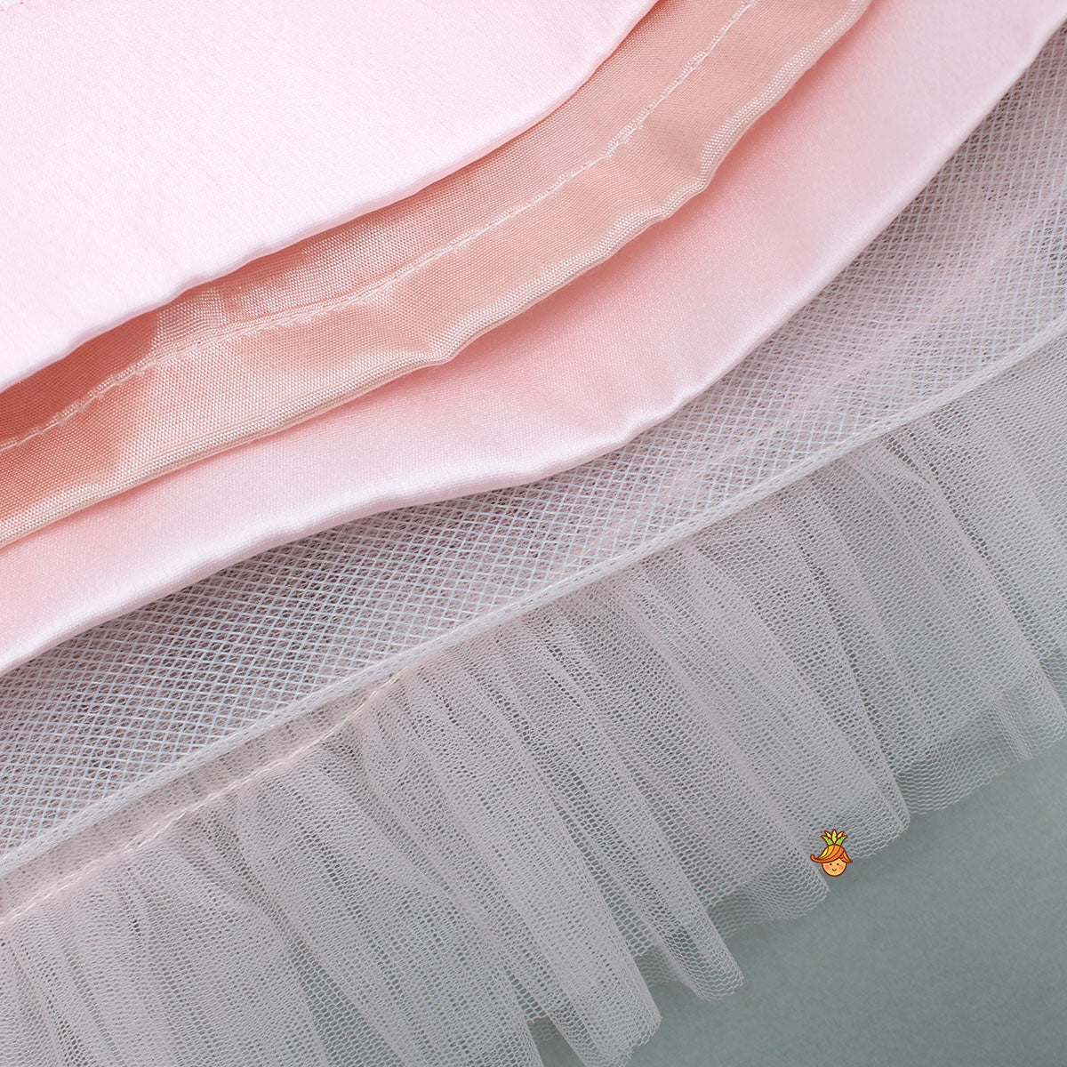Peach Embellished Detachable Trail Dress And Bow With Sling Bag