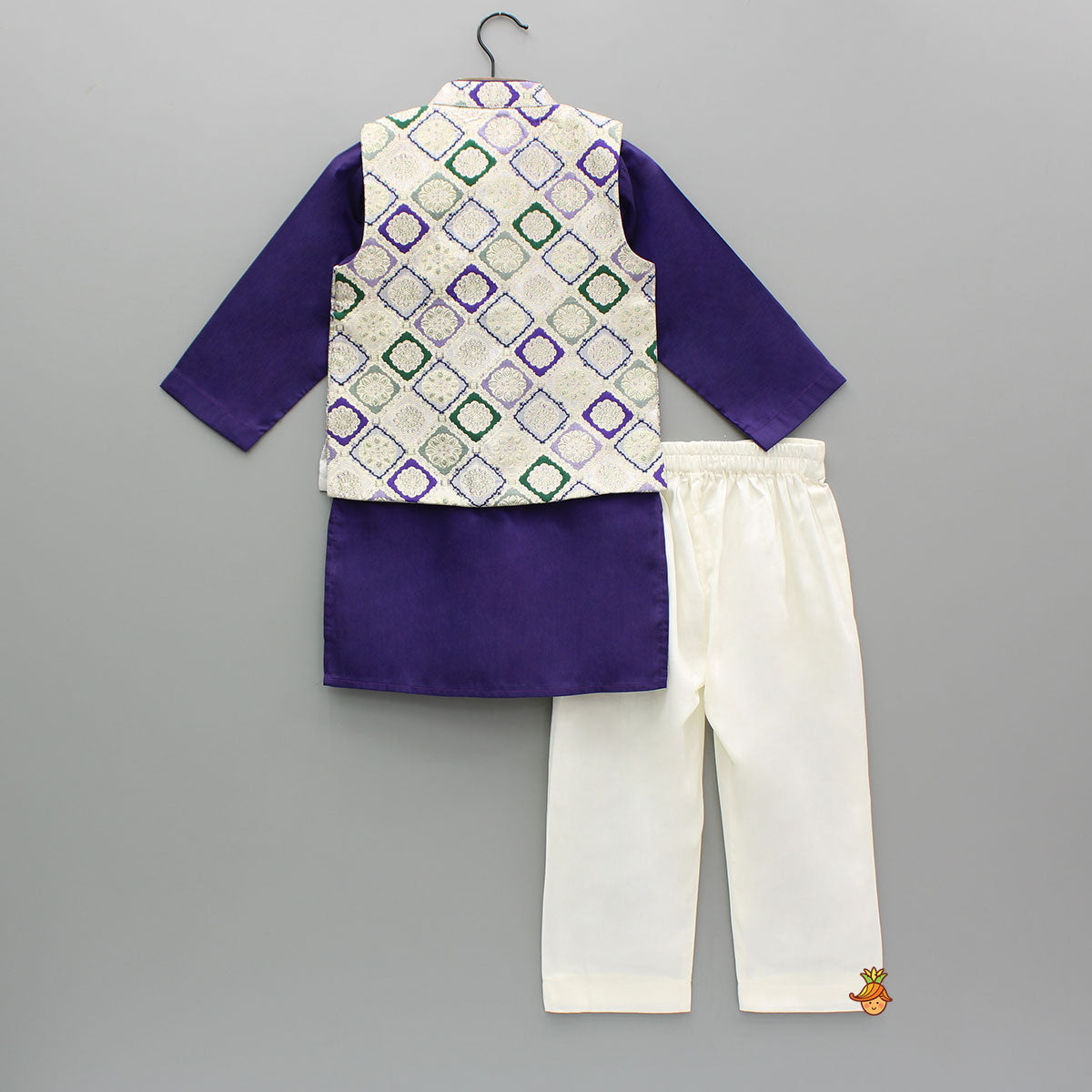 Purple Kurta And Brocade Jacket With Pant