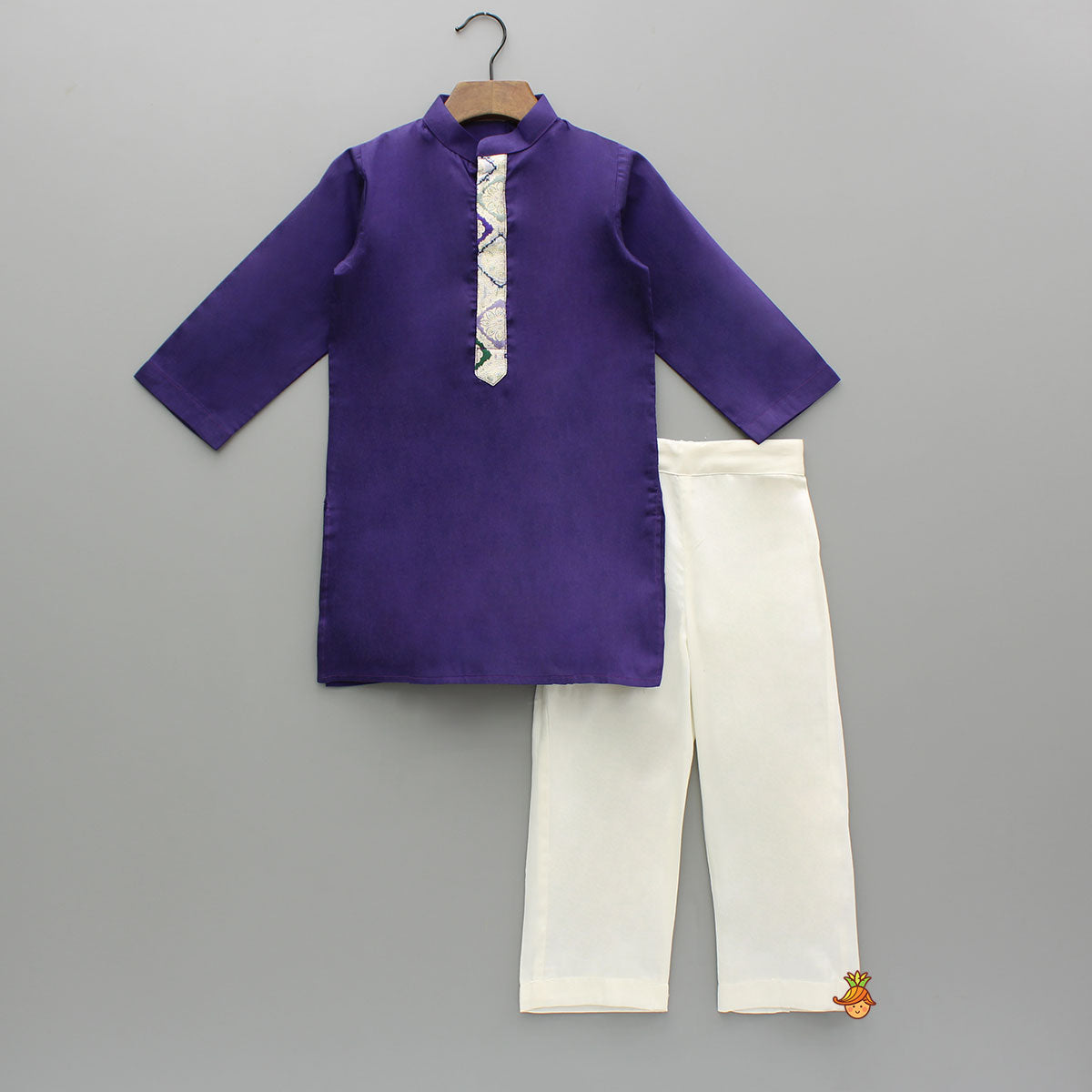 Purple Kurta And Brocade Jacket With Pant