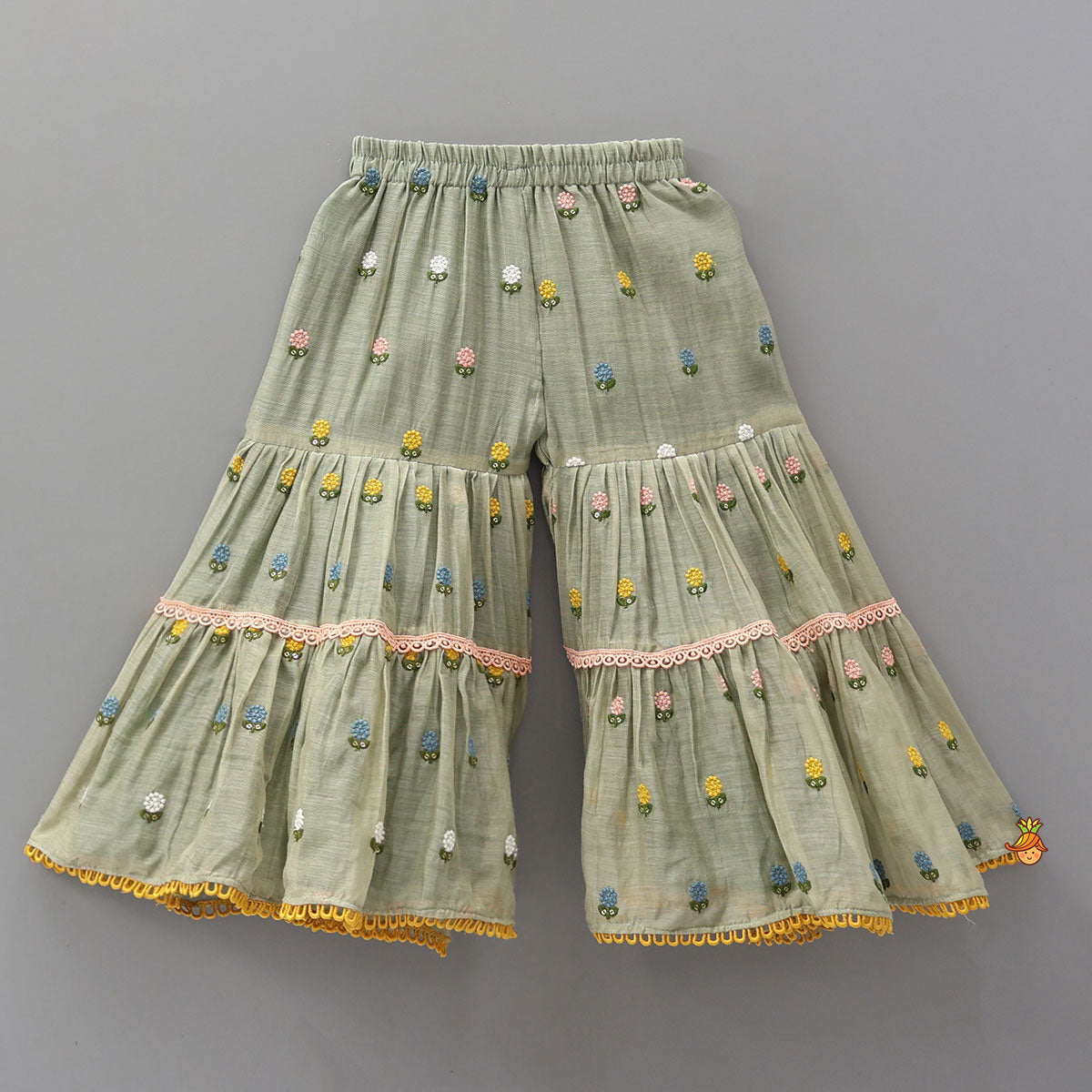 Floral Embroidered Stylish Backless Kurti With Sharara And Dupatta