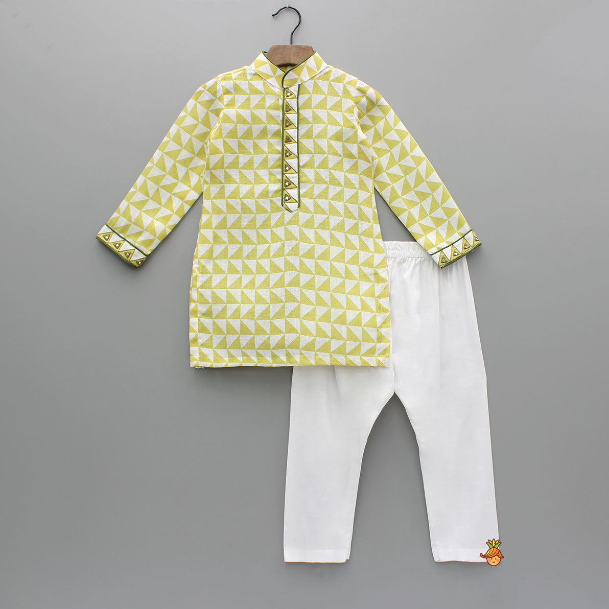 Yellow Printed Kurta And Pyjama