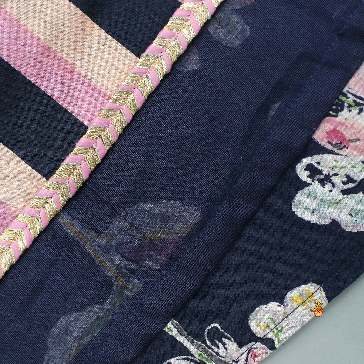 Multicolour Floral Printed Top And Lehenga With Dupatta