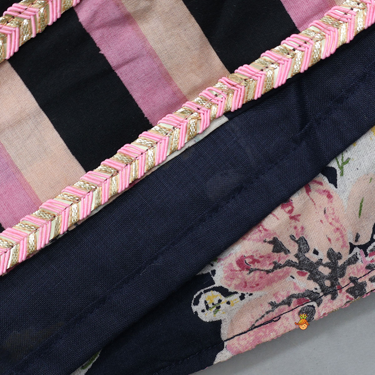 Multicolour Floral Printed Top And Lehenga With Dupatta