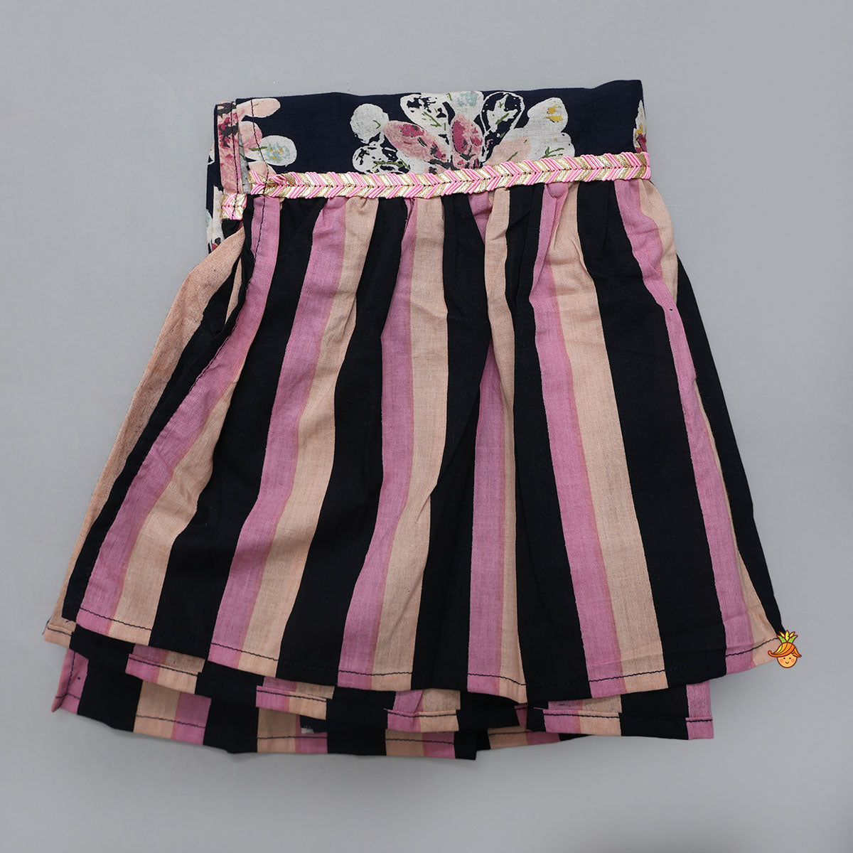 Multicolour Floral Printed Top And Lehenga With Dupatta