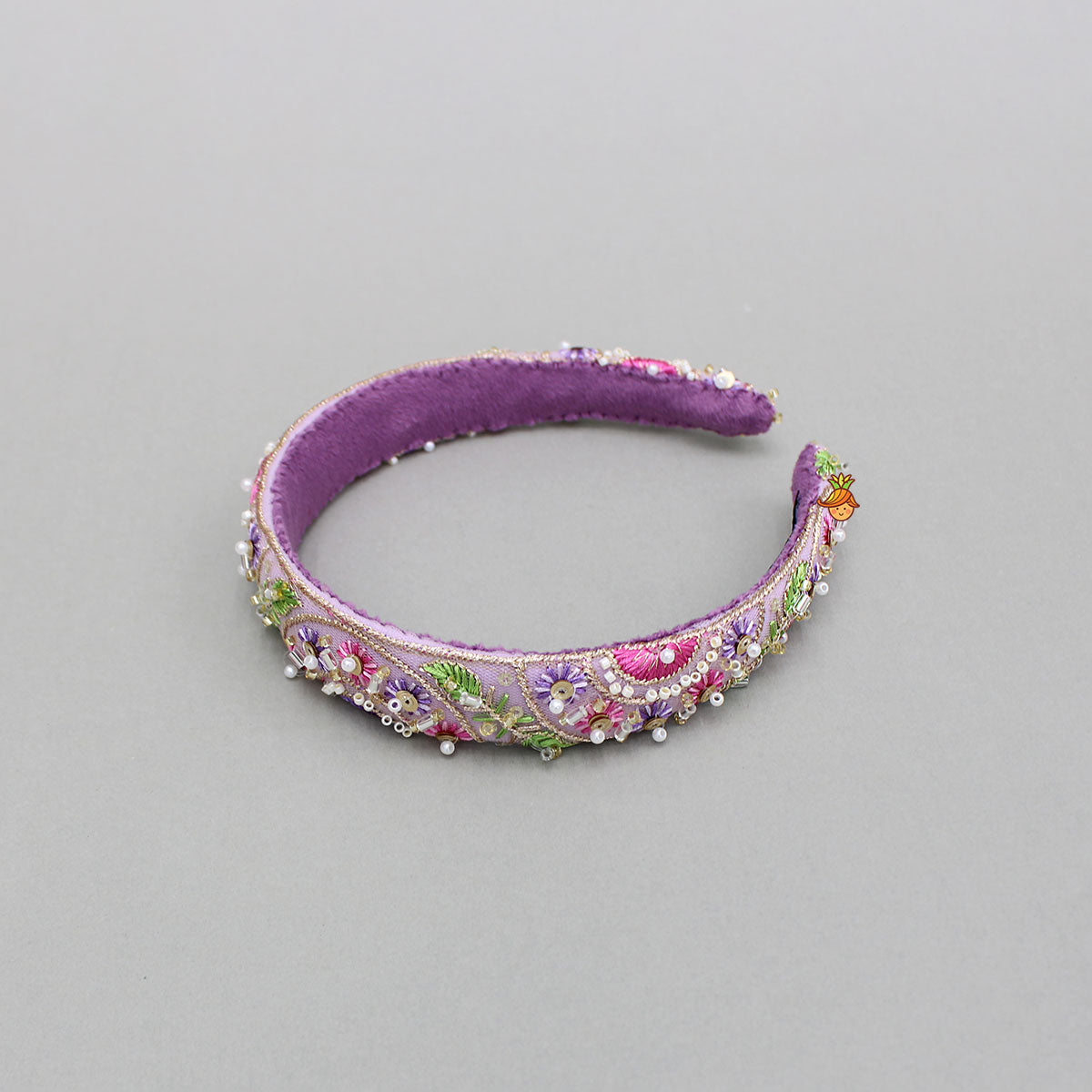 Purple Embroidered And Embellished Hairband
