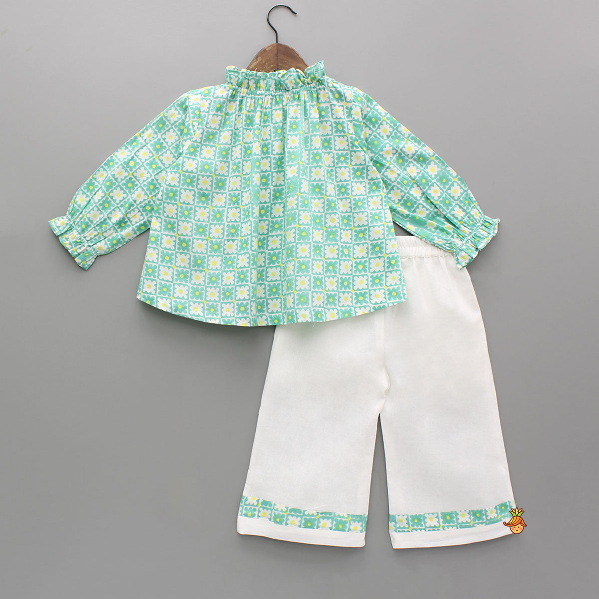 Multicolour Floral Hand Block Printed Top And Pyjama