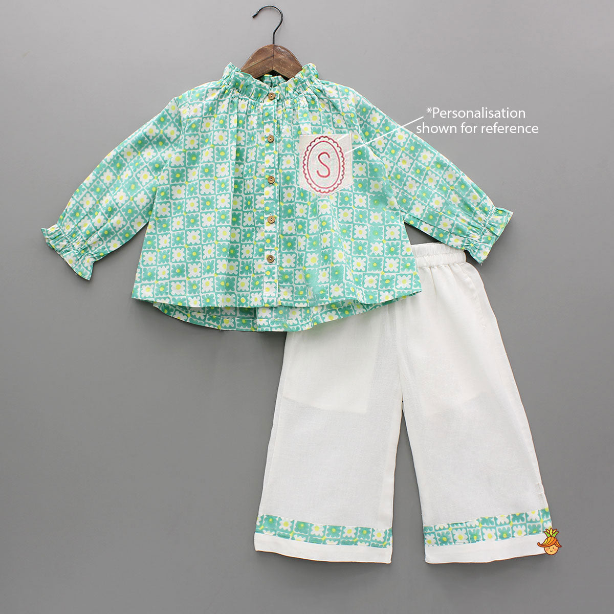 Multicolour Floral Hand Block Printed Top And Pyjama