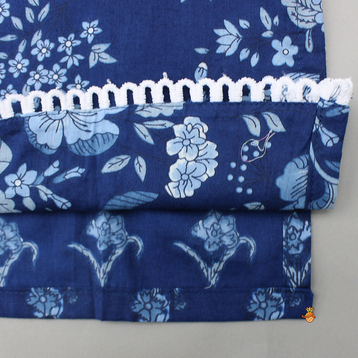Blue Printed Asymmetric Kurta And Pyjama
