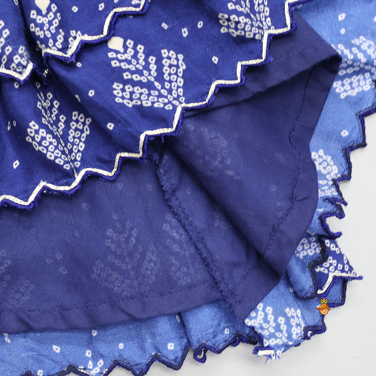 Blue Printed Embroidered Layered Top And Flared Palazzo