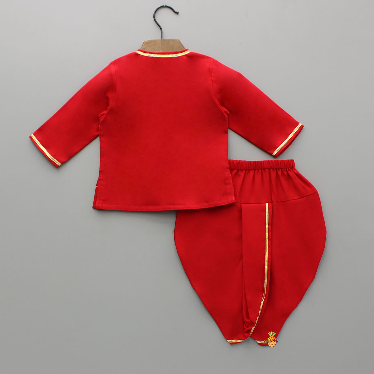 Multicolour Bird Embroidered Kurta And Dhoti With Matching Cap And Booties