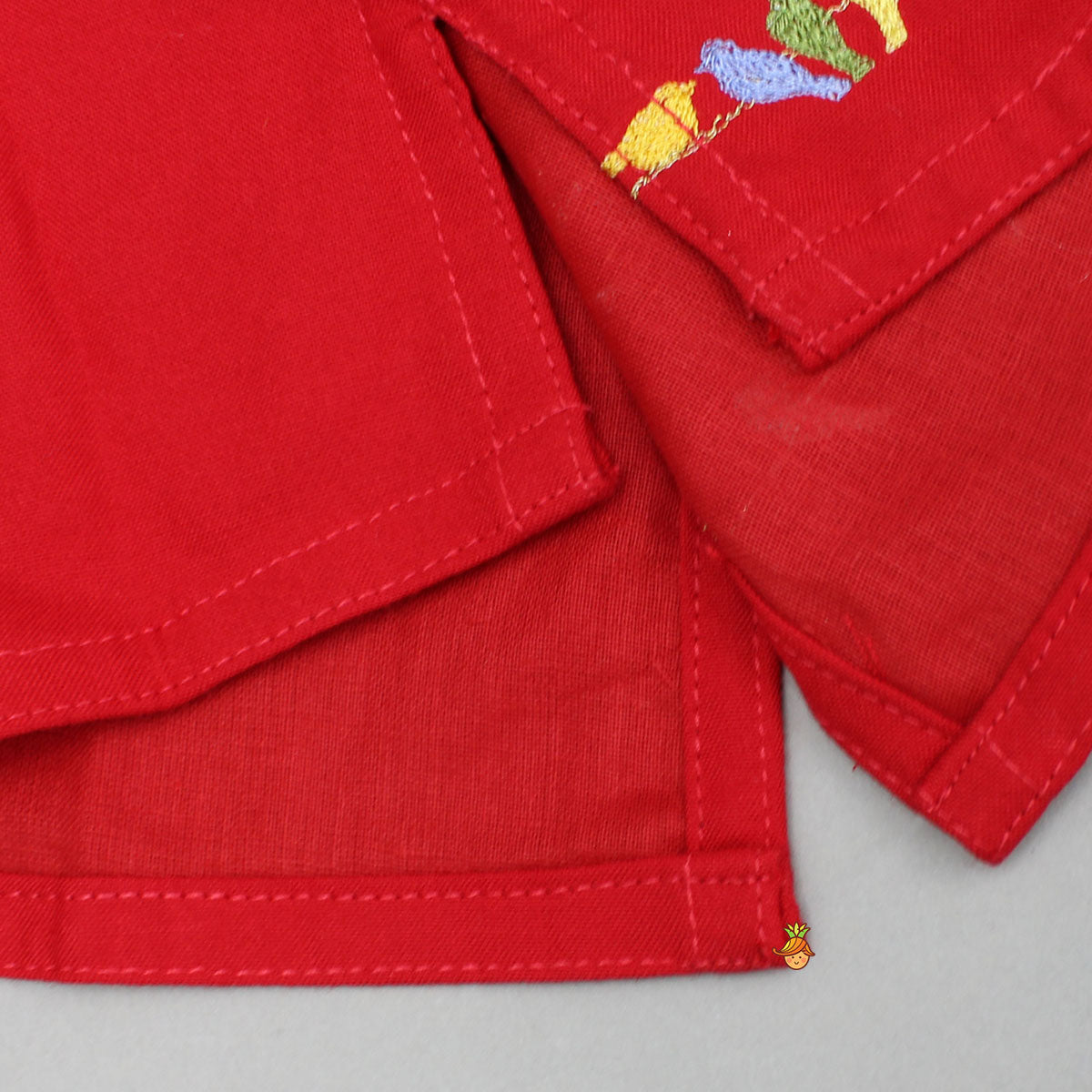 Multicolour Bird Embroidered Kurta And Dhoti With Matching Cap And Booties