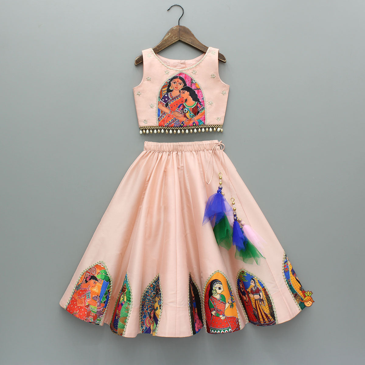 Peach Embroidered Top And Lehenga