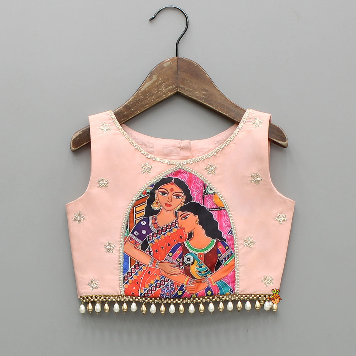 Peach Embroidered Top And Lehenga