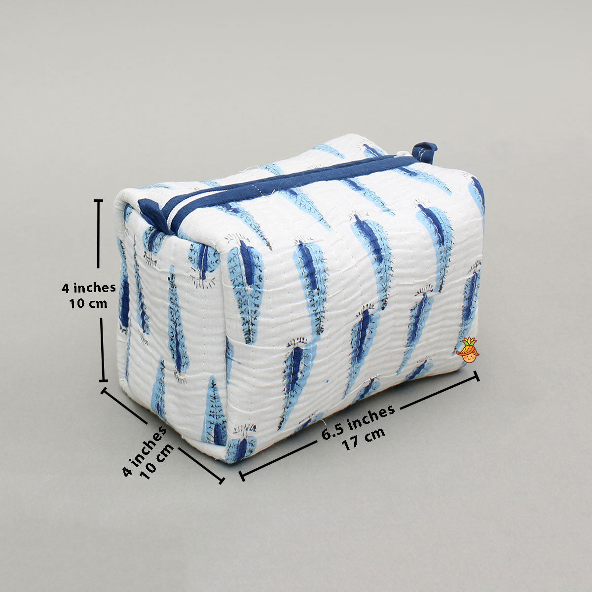 Fringe-Detailed Blue Pouch Bags - Set Of 2