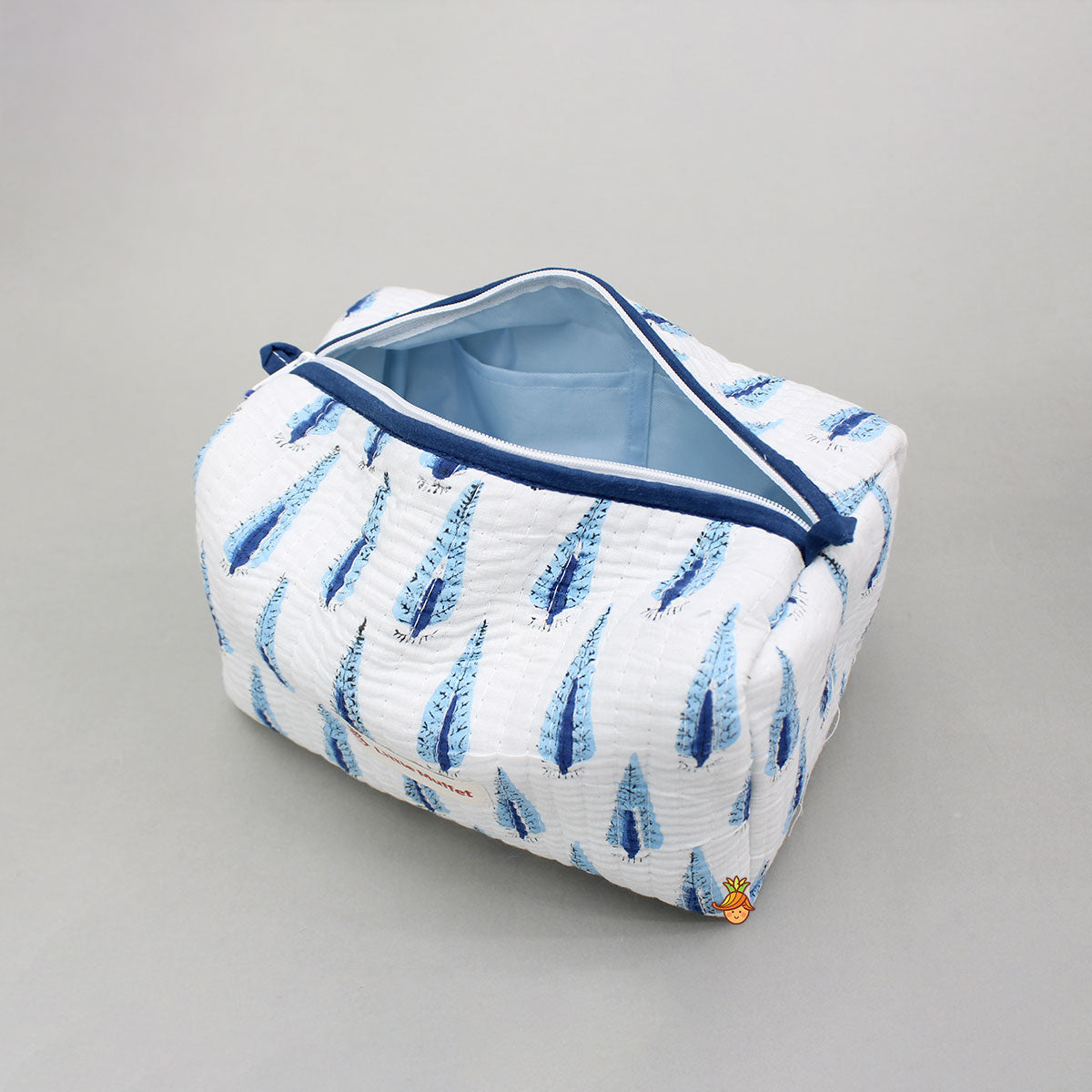 Fringe-Detailed Blue Pouch Bags - Set Of 2