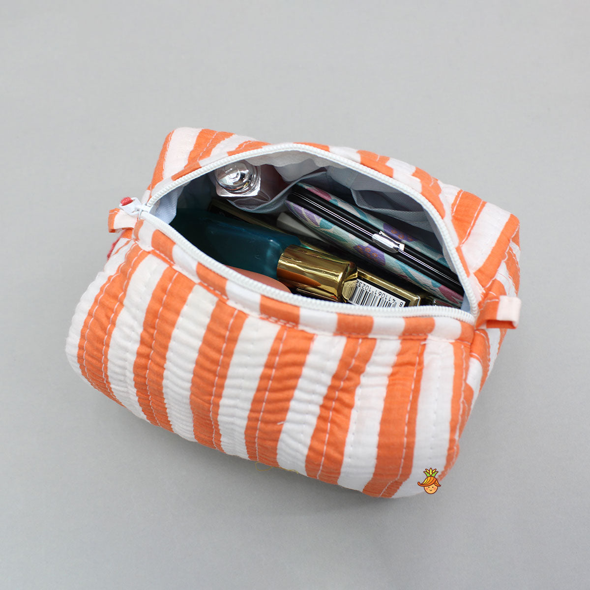 Striped Printed Pouch Bags - Set Of 2
