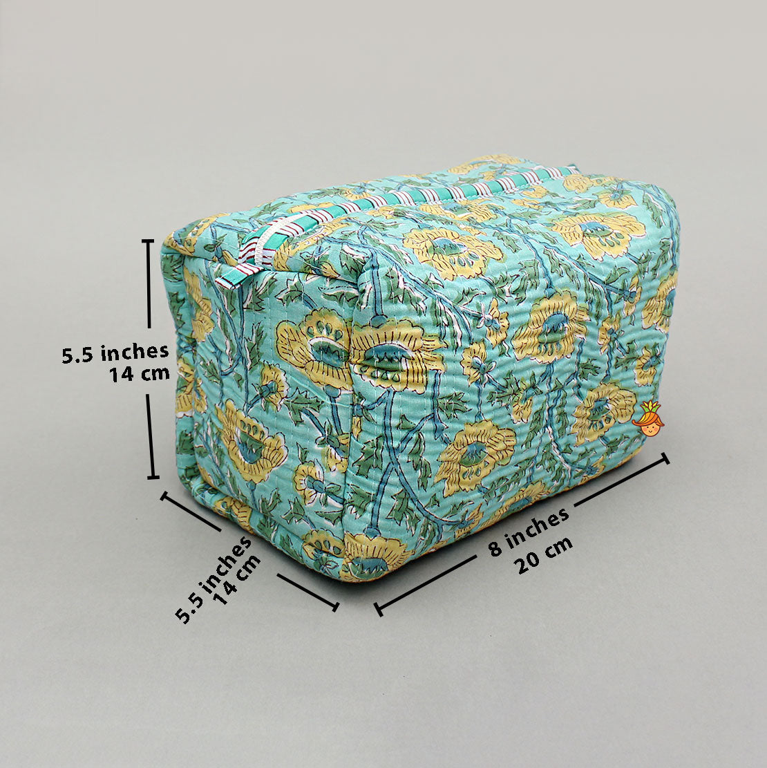 Blooming Flowers Block-Printed Pouch Bags - Set Of 2