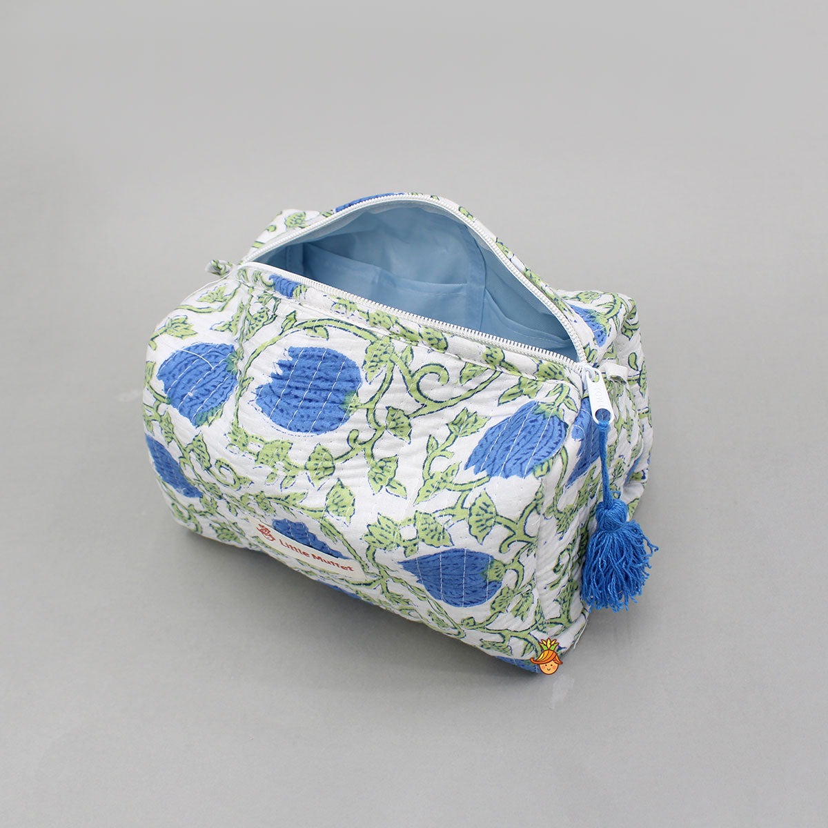 Block-Printed Blue Pouch Bags ? Set Of 2