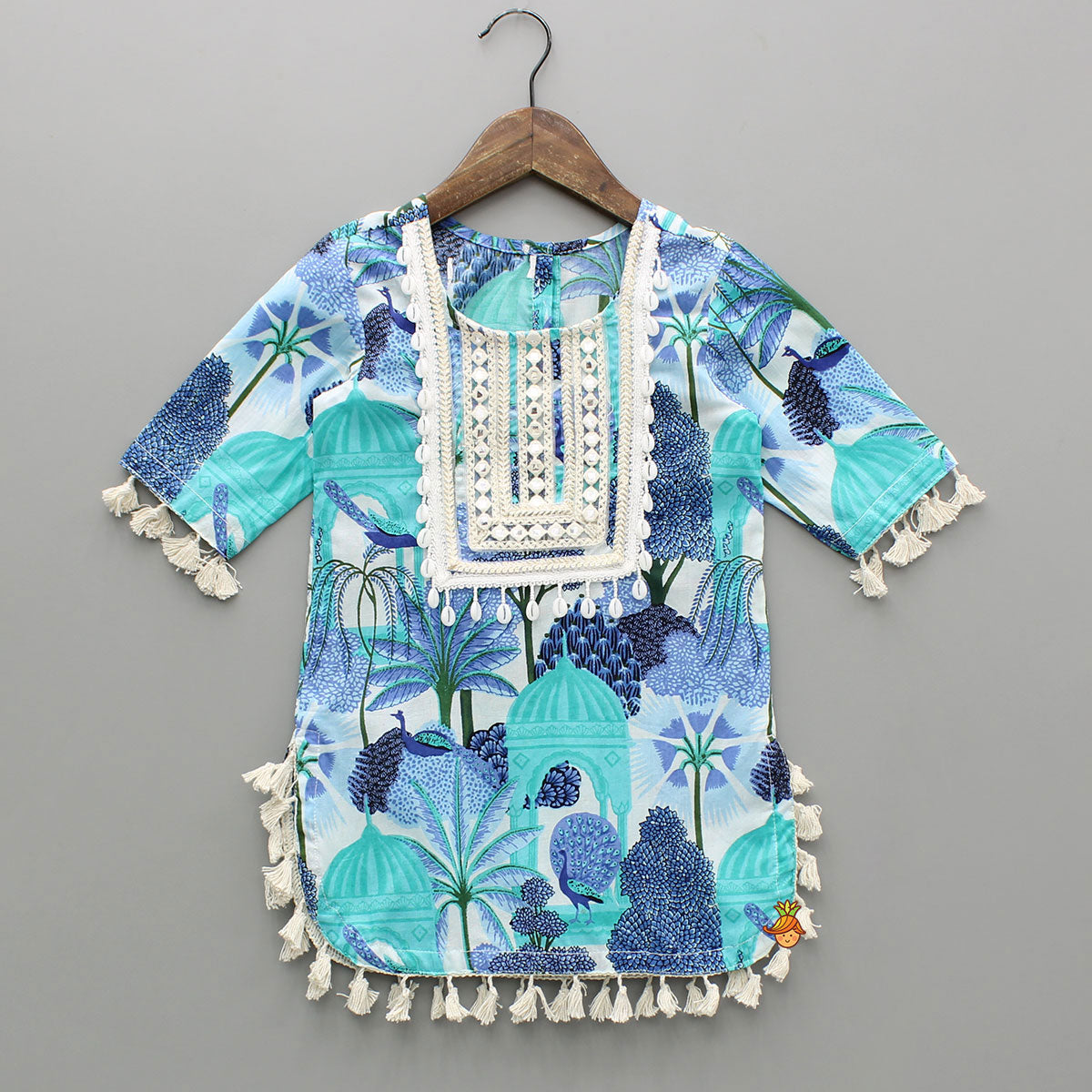 Blue Multicolour Printed Kurti And Sharara With Dupatta