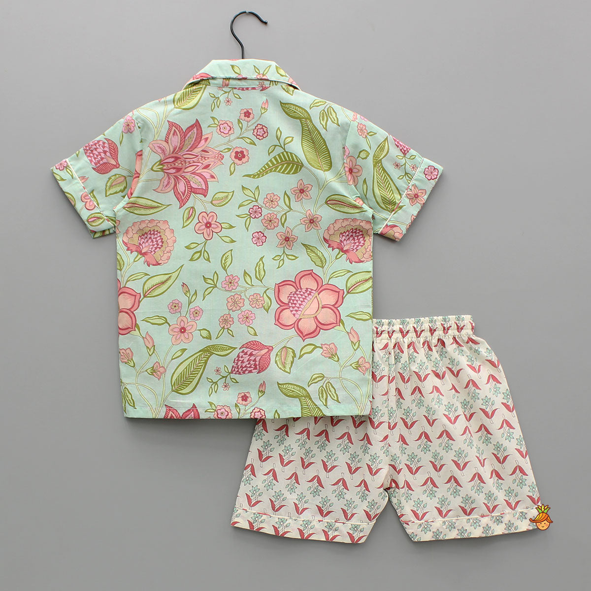 Floral Printed Notch Collar Top And Shorts