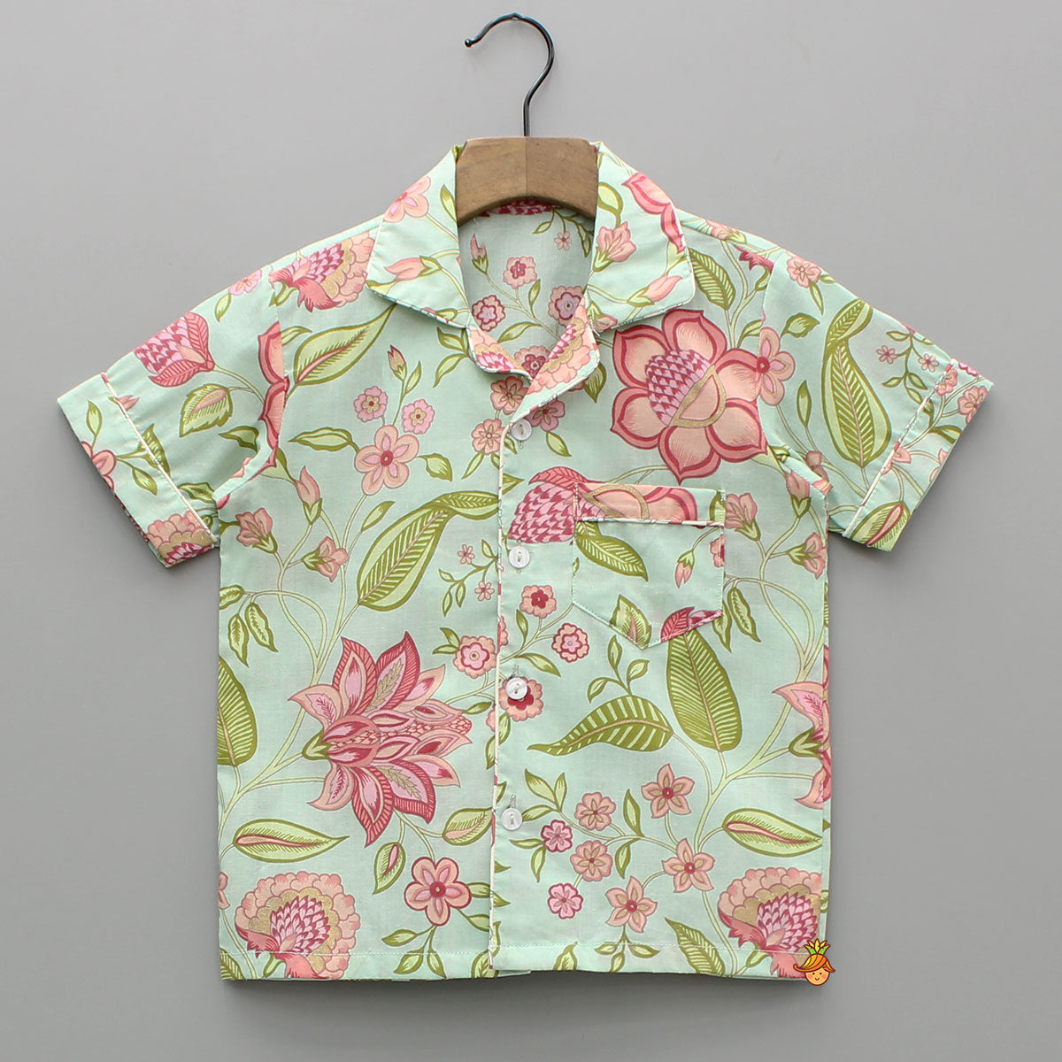 Floral Printed Notch Collar Top And Shorts